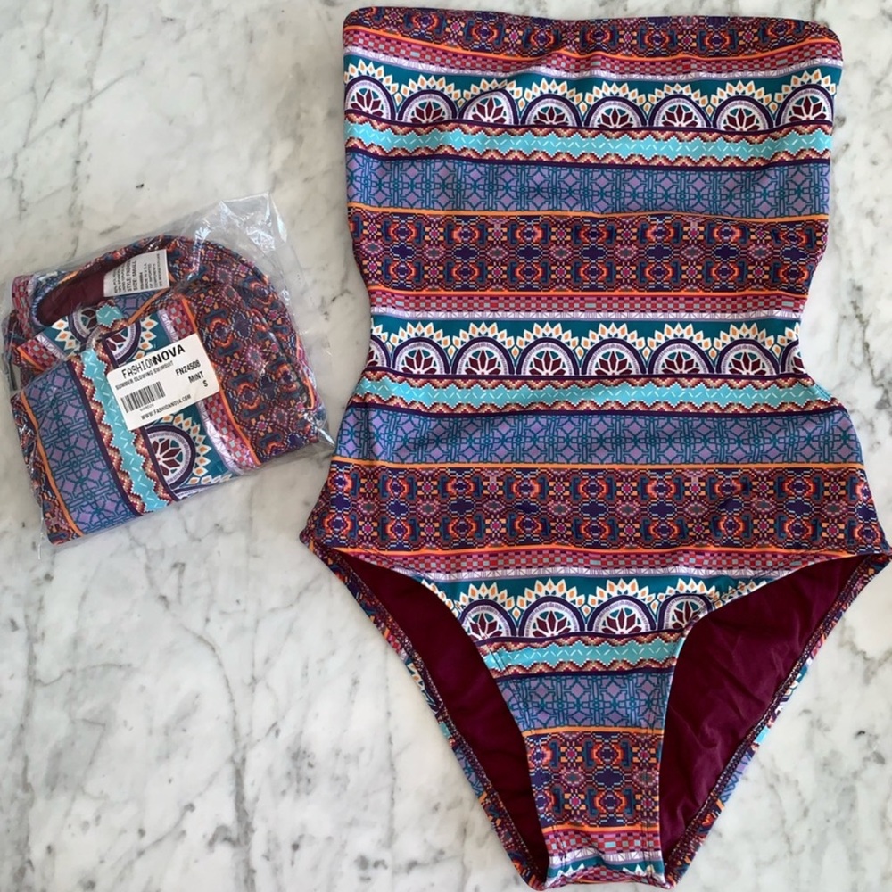 FASHION NOVA ONE PIECE BOHO SWIMWEAR NWT